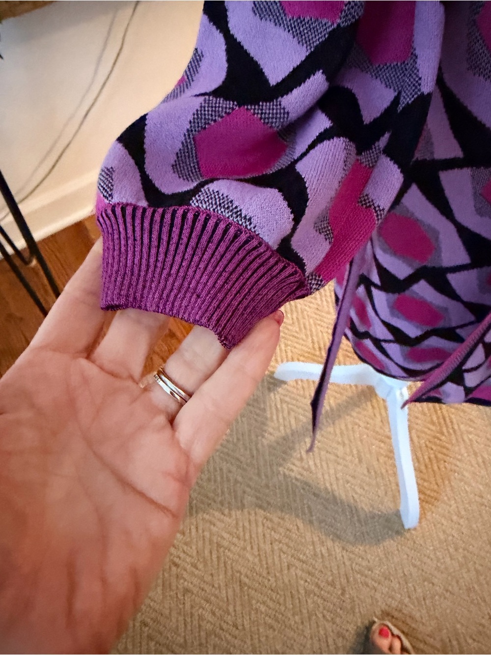 Diane Von Furstenberg Purple and Pink Geometric Wrap Dress Sz S - Picture 6 of 8